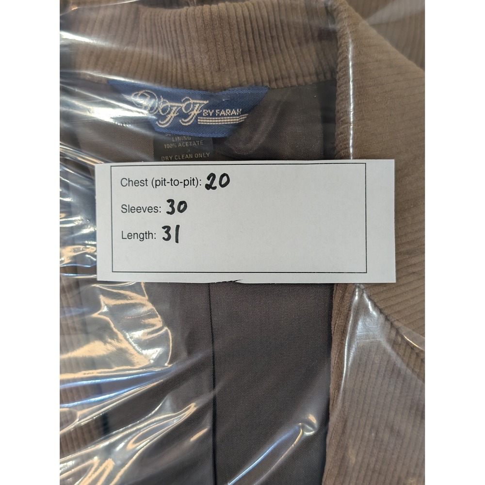 VTG Mens Corduroy Blazer WFF by‎ Farah Brown Sport Coat Jacket Elbow Patch 44R - Picture 10 of 10